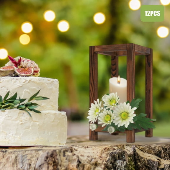 ChicHomey Vintage Wooden Lanterns for Weddings and Events, High Load Capacity, Elevated Base, Smooth Polished Surface for Safe Use and Style