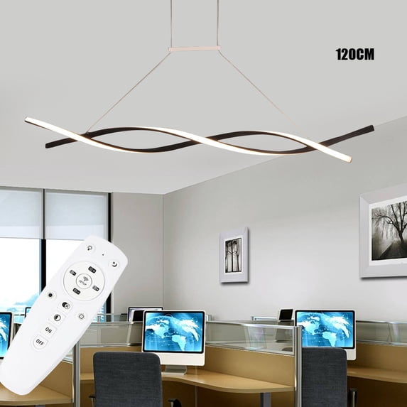 ChicHomey Wave Design LED Pendant Light with Remote,Adjustable Height, 3 Color Temp/Dimmable,47" Modern LED Pendant Lighting, Black