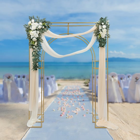 ChicHomey Wedding Arch Backdrop Stand, Gold Outer Square Inner Arch Design,7.87ft Tall Outdoor Ceremony Arch for Weddings, Parties, Events