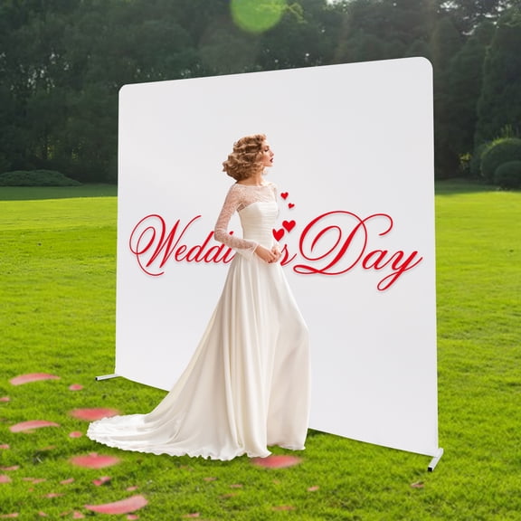 Dwellnix Wedding Arch Backdrop Stand Square Balloon Metal Frame withWhite Cloth Cover