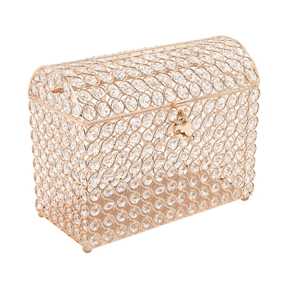 ChicHomey Wedding Card Box with Heart Lock,12.2 * 6.29 * 9.84in,Easy-Fill Slot,Ideal Gift for Wedding,Birthday,Anniversary, Decorative Memory Box,Gold
