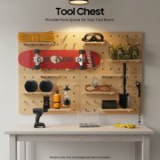 ChicHomey Wood Pegboard Kit - 22LB Load, Modular Wall Mount Display Kit with Hooks & Shelves for Home/Office Storage & Display,Natural Wood