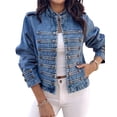 thumbnail image 1 of ChicMe Women's Denim Jackets Button Up Stand Collar Long Sleeve Jeans Jacket with Pockets Casual Lightweight Fall Coat Blue-m, 1 of 8