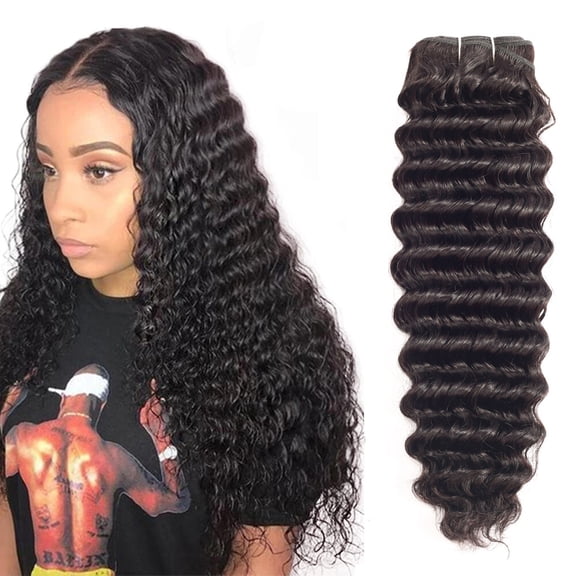 ChicRosa 3A-RIDP 4PCS Deep Wave Curly Human Hair Bundles Natural Black
