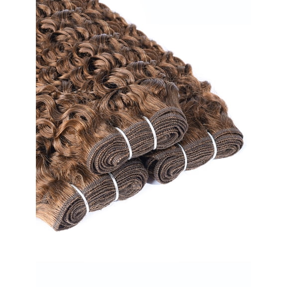 ChicRosa 4# Brown Deep Curly Human Hair Weave Bundles