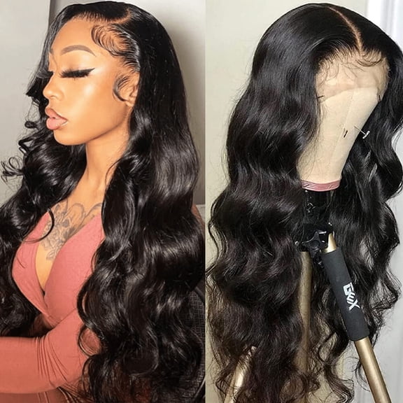 ChicRosa Body Wave Human Hair Wig 13x4 Lace Front Pre Plucked Natural Color