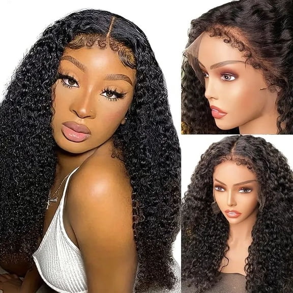ChicRosa Kinky Curly T Part Lace Front Human Hair Wig 13x4x1 Transparent Lace 4C Edge 180% Density