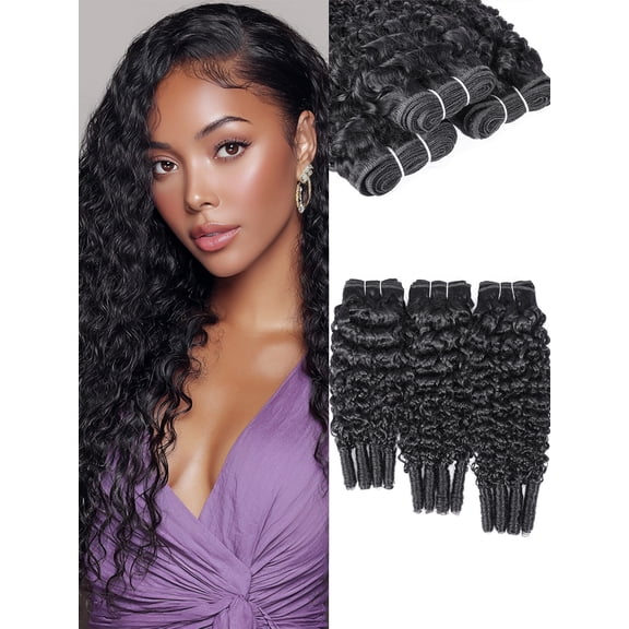ChicRosa N-BC Deep Curly Human Hair Bundles Natural Black 100% Human Hair Weave Extensions