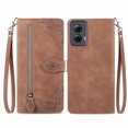 thumbnail image 1 of ChicShell Case for Motorola Edge (2024), Embossed Luxury PU Leather Wallet Flip Case with Kickstand & Card Slots, Slim Zipper Pocket Detachable Wrist Strap Magnetic Clasp Anti-Drop Case, Brown, 1 of 7