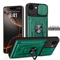 ChicShell Case for iPhone 16e, Military Grade Shockproof Ring Holder Stand Protective Slide Camera Protector Rugged Hybrid TPU PC Back Cover for iPhone 16e Women Men, Green