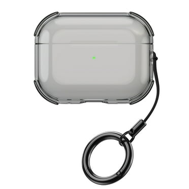 ChicShell Clear Case for AirPods 4 Case with Keychain Women Men, Carabiner Included Not Yellowing Shock Resistant Full Protection for AirPods 4th Generation Case, Black
