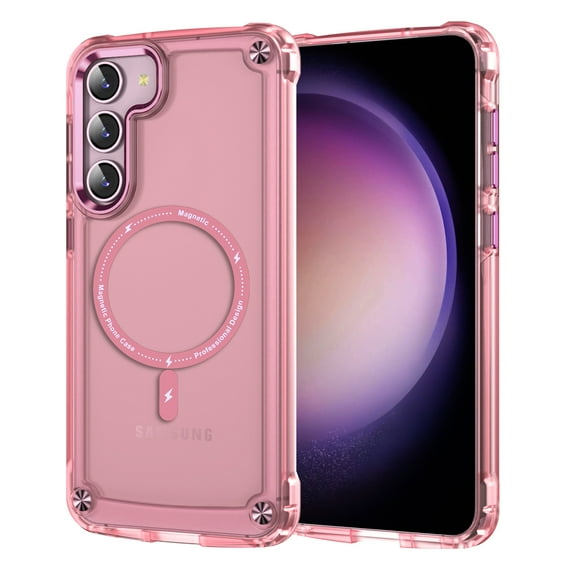 ChicShell Clear Case for Samsung Galaxy S25, Camera & Screen Protection Combination of Hard and Soft Anti-Shock and Anti Falling Support Wireless Charging Shockproof Protective Cover, Pink