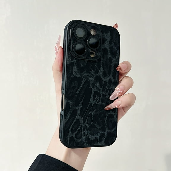 ChicShell Compatible with iPhone 12 Pro Max Case for Women Girls, Slim Fit Leopard Print Pattern Shockproof Anti-Scratch Protective Back Cover Phone Case for iPhone 12 Pro Max Case, Black