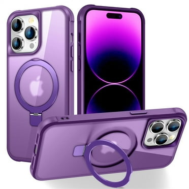 ChicShell Compatible with iPhone 14 Pro Max Case,Magnetic Case Support Wireless Charging Car Mount Rotatable Ring Shockproof Protective Cover - Purple