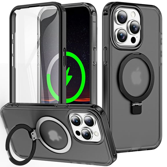 ChicShell Compatible with iPhone 16 Pro Max Case,Magnetic Wireless Charging Full Body Rugged Case with Built-in Touch Sensitive Anti-Scratch Screen Protector - Black