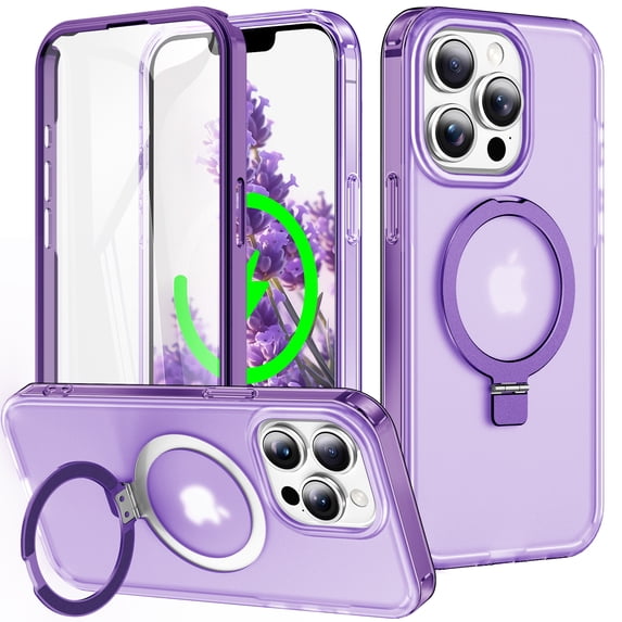 ChicShell Compatible with iPhone 16 Pro Max Case,Magnetic Wireless Charging Full Body Rugged Case with Built-in Touch Sensitive Anti-Scratch Screen Protector - Purple