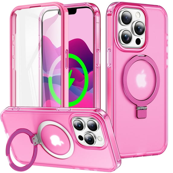 ChicShell Compatible with iPhone 16 Pro Max Case,Magnetic Wireless Charging Full Body Rugged Case with Built-in Touch Sensitive Anti-Scratch Screen Protector - Rose