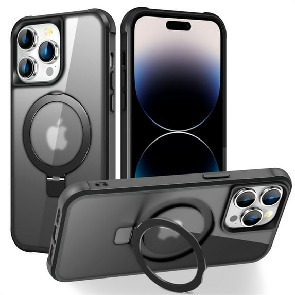 ChicShell Compatible with iPhone 13 Pro
Case,Magnetic Case Support Wireless Charging Car Mount Rotatable Ring Shockproof Protective Cover - Black