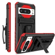 ChicShell for Google Pixel 9 / 9 Pro Case with Belt Clip Holster for Women Men, Slim Phone Case with Kickstand Military Grade Drop Protection Anti-Drop for Google Pixel 9 / 9 Pro, Red