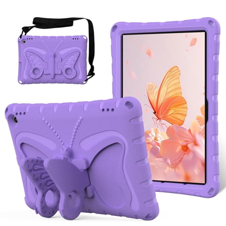 ChicShell Kids Case for 10.1" Amazon Fire HD 10 Tablet (13th Generation, 2023 Release), Shockproof Case with Rotatable Stand & Shoulder Strap, Heavy Duty Case for Fire Tablet 10 2023, Lightpurple