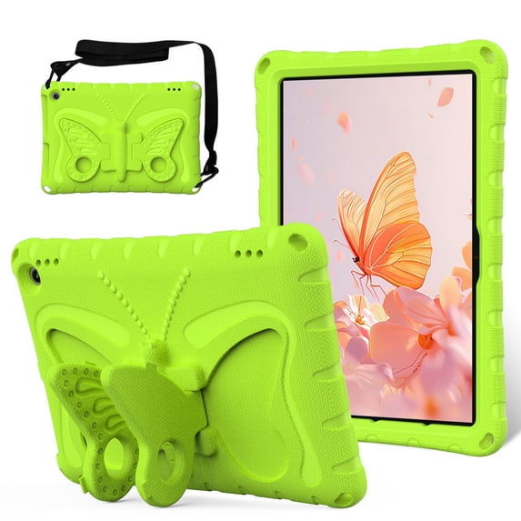 ChicShell Kids Case for 10.1" Amazon Fire HD 10 Tablet (13th Generation, 2023 Release), Shockproof Case with Rotatable Stand & Shoulder Strap, Heavy Duty Case for Fire Tablet 10 2023, Grassgreen