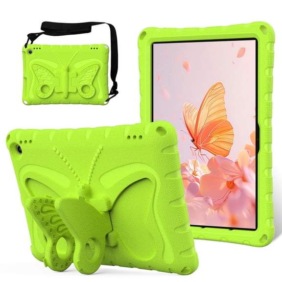 ChicShell Kids Case for 10.1" Amazon Fire HD 10 Tablet (13th Generation, 2023 Release), Shockproof Case with Rotatable Stand & Shoulder Strap, Heavy Duty Case for Fire Tablet 10 2023, Grassgreen