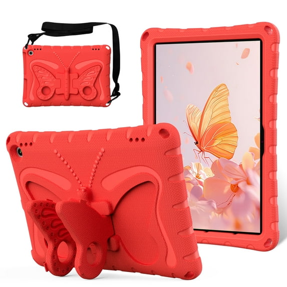 ChicShell Kids Case for 10.1" Amazon Fire HD 10 Tablet (13th Generation, 2023 Release), Shockproof Case with Rotatable Stand & Shoulder Strap, Heavy Duty Case for Fire Tablet 10 2023, Red