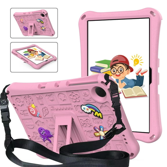 ChicShell Kids Case for Samsung Galaxy Tab A9+ 11 Inch,  Bumper Shockproof Kickstand Shoulder Strap Children Friendly Tablet Case for Galaxy Tab A9+ Plus SM-X210 X215 X216, Pink