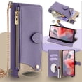 thumbnail image 1 of ChicShell Moto G Stylus 5G 2023 Wallet Case with Cards Holder + Zipper Pocket + Metal Crossbody Shoulder Strap + Make-Up Mirror, Flip Cover Stylish Phone Case for Motorola G Stylus 5G 2023, Purple, 1 of 8