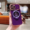 thumbnail image 1 of ChicShell Plating Case for iPhone 14 Pro with Kickstand & Love Heart Pattern, Cute Wave Frame Protective Cover Compatible with MagSafe, [Full Camera Protection] Shockproof Soft TPU Case, Darkpurple, 1 of 14