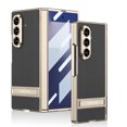 thumbnail image 1 of ChicShell Rugged Faux Leather Case for Samsung Galaxy Z Fold 7 with Tempered Glass Screen Protection, Support Wireless Charging Shockproof Protective Cover with Kickstand for Women Men, C-Carbonfiber, 1 of 7
