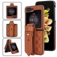 thumbnail image 1 of ChicShell Shockproof Case for Samsung Galaxy Z Flip 7, Slim Case with Adjustable Wrist Strap, Luxury PU Leather Soft Bumper Protective Cover Case for Samsung Galaxy Z Flip 7 Women Girls, Brown, 1 of 8