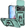 thumbnail image 1 of Allytechgroup Slim Case for iPhone 17 Pro Max with 1 Pack Screen Protector, Built-in Slide Camera Cover Anti-Scratch Stand Case Support Magnetic Car Mount Shockproof Protective Bumper, Green, 1 of 8