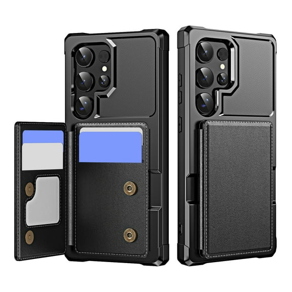 ChicShell Slim Fit for Samsung Galaxy S25 Ultra Case, Protective PU Leather Wallet Cover with Card Holder RFID Blocking Back Case Shockprooof Back Cover for Samsung Galaxy S25 Ultra, Black