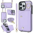 thumbnail image 1 of ChicShell Wallet Case for Apple iPhone 16 Pro Max Pro, Crossbody Shoulder Strap Hand Wrist Cards Holder Ring Stand Bumper Drop Protection Phone Case for Girls Women, Purple, 1 of 9