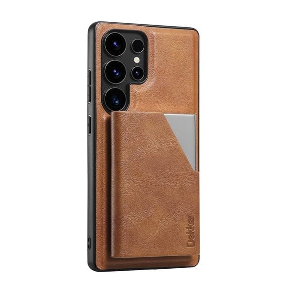 ChicShell Wallet Case for Samsung Galaxy S25, PU Leather Phone Case with Detachable Cards Holder Compatible with Magsafe Shockproof Protective Magnetic Back Cover for Women Men, Brown
