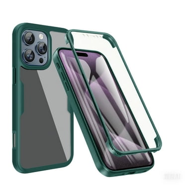 ChicShell for iPhone 16 Case with Built-in Screen Protector, Full Body Protection Soft TPU Clear Case Not Yellowing Shockproof Cover for iPhone 16, Darkgreen