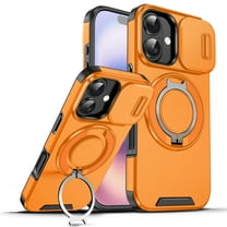 ChicShell for iPhone 17 Case with Kickstand, Slim Fit Phone Shell with Slide Camera Cover Support Magnetic Car Mount Shockproof Protective Cover for iPhone 17, Orange