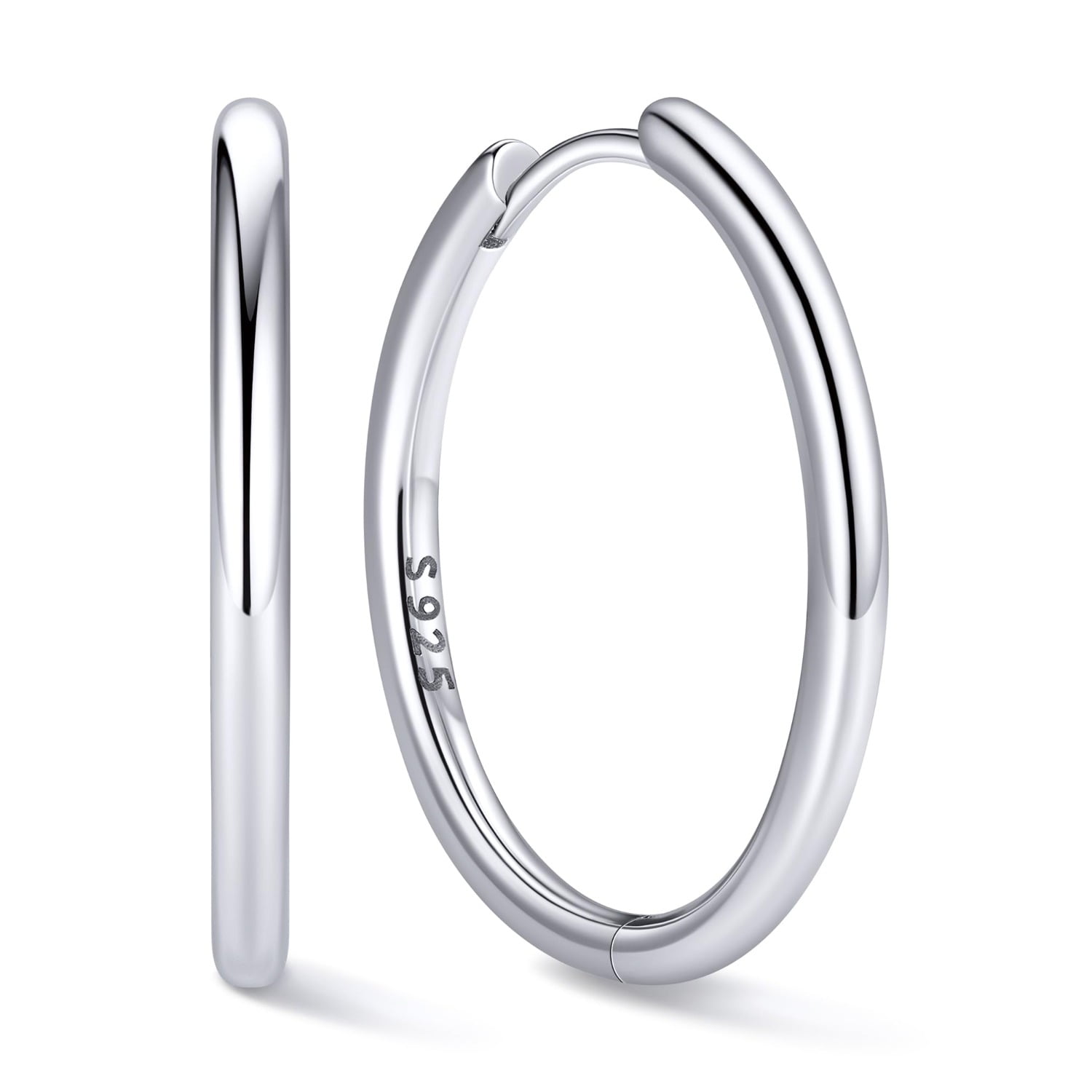 ChicSilve Small Hoop Earrings for Women Hypoallergenic Sterling Silver 20MM Hoop Earrings Small Huggie Hoop Earring