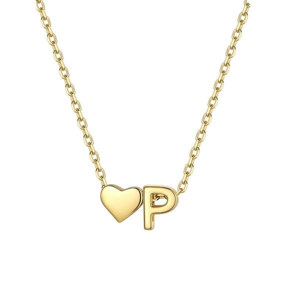 ChicSilver Heart Initial Letter A-Z Pendants Necklaces for Wife Girlfriend Her 14K Gold Plated Women's Dainty Necklace Ideal for Daily Wear Birthday Gift