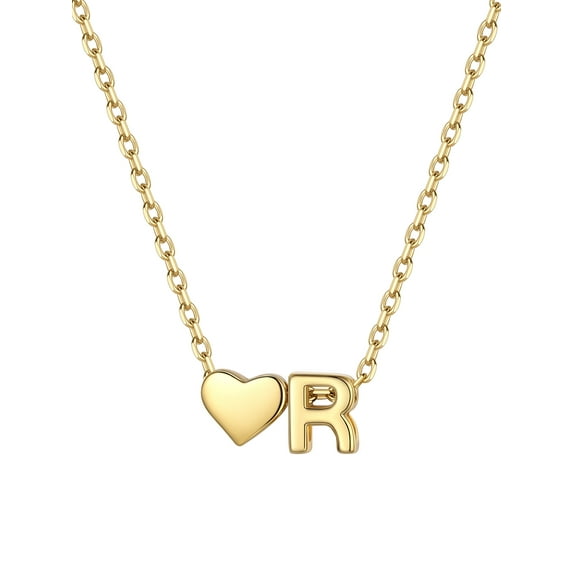 ChicSilver Heart Initial Letter A-Z Pendants Necklaces for Wife Girlfriend Her 14K Gold Plated Women's Dainty Necklace Ideal for Daily Wear Birthday Gift