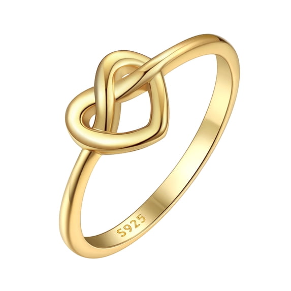 ChicSilver 14K Gold Over 925 Sterling Silver Heart Love Knot Friendship Ring Wedding Band Comfort Fit Polished Anniversary Ring