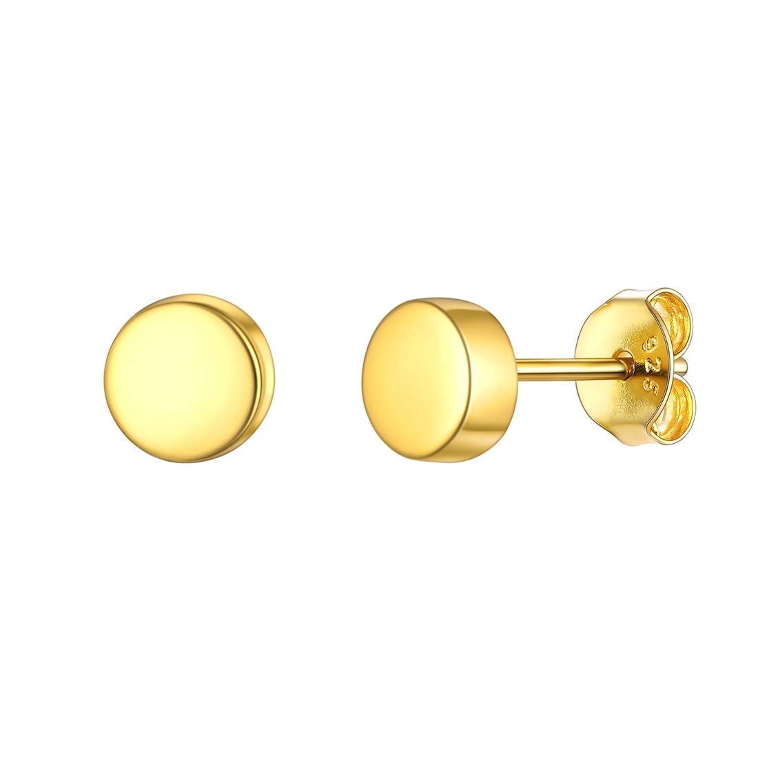 ChicSilver 14K Gold Plated Dot Stud Earrings for Women Small Round Circle Geometric Sterling Silver Earring Birthday Valentines Day Christmas Jewelry Gift