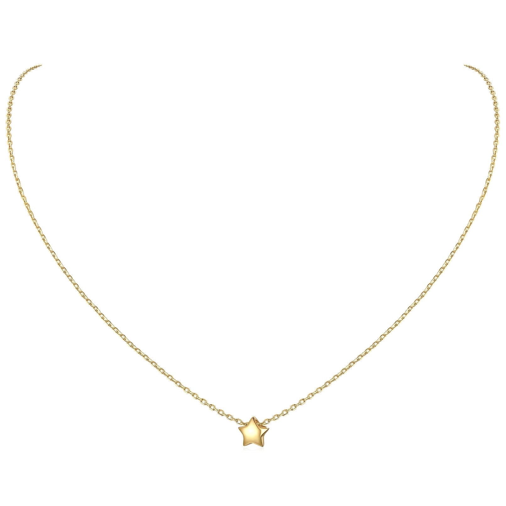 ChicSilver Star Necklace 14K Gold Plated Tiny Star Pendant Necklace Gifts for Women Valentines Mothers Day Birthday Anniversary