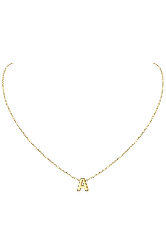 14K Yellow Gold Plated Initial Necklaces for Women Alphabet A Pendant Gold Letter Necklace in Sterling Silver Birthday Jewelry Gifts