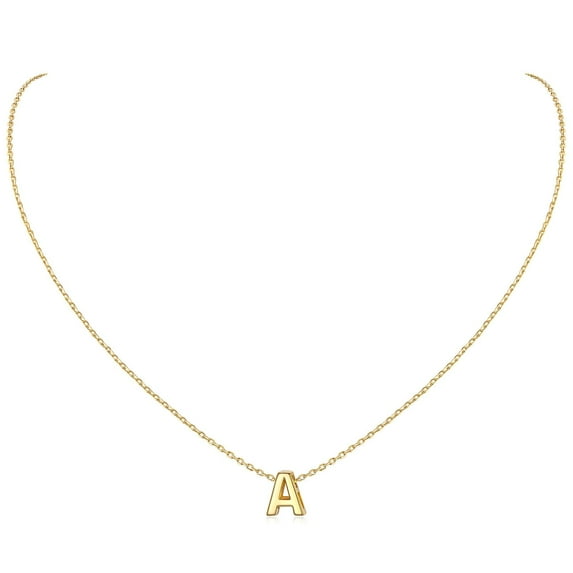 ChicSilver 14K Yellow Gold Plated Initial Necklaces for Women Alphabet A Pendant Gold Letter Necklace in Sterling Silver Birthday Jewelry Gifts