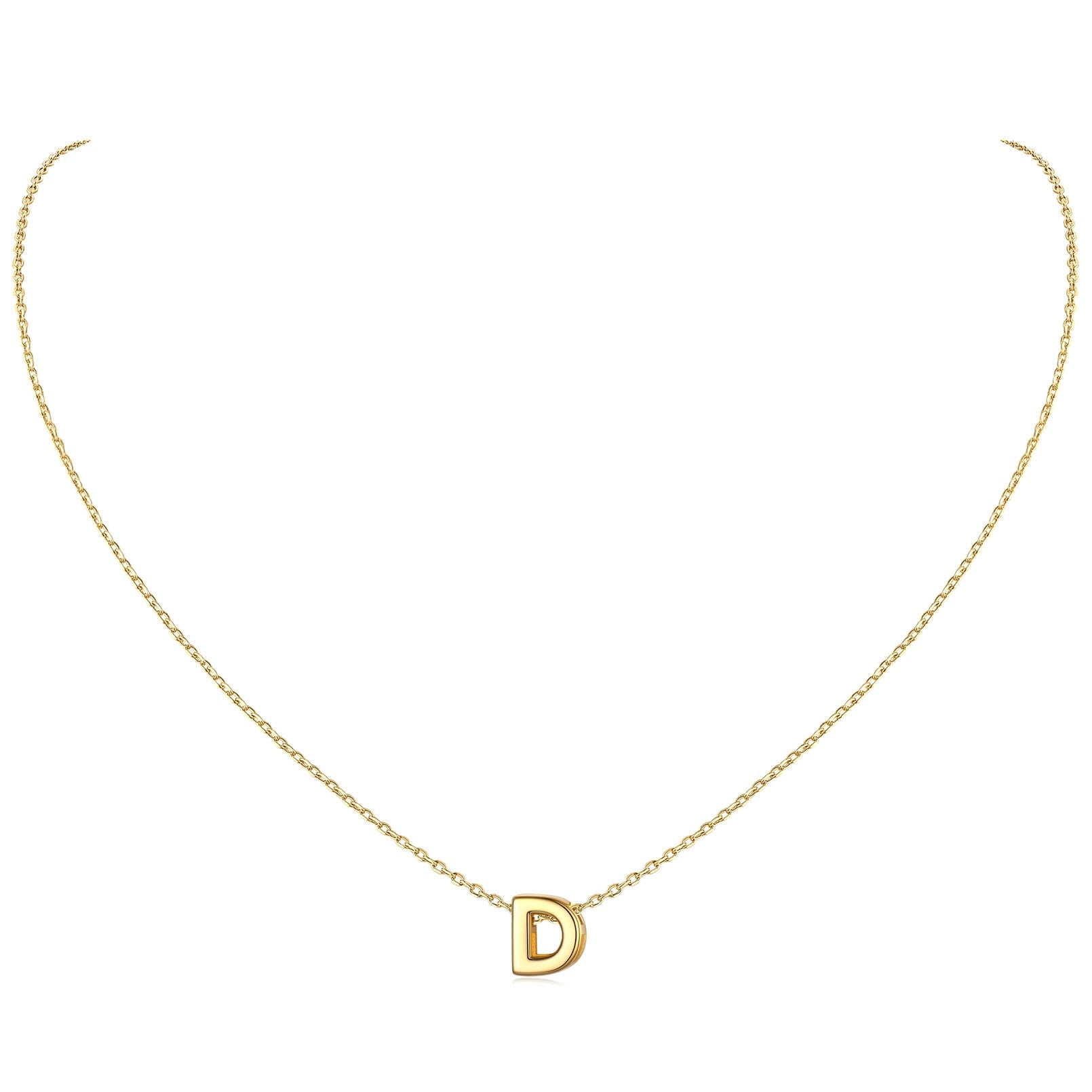 ChicSilver Solid Sterling Silver Initial Necklaces 14K Gold Plated Dainty A-Z Pendant Letter Charm Personalized Name Necklaces Jewelry Christmas Birthday Valentine's Day Gifts for Her