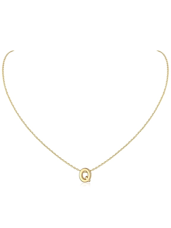 Solid Sterling Silver Initial Necklaces 14K Gold Plated Dainty A-Z Pendant Letter Charm Personalized Name Necklaces Jewelry Christmas Birthday Valentine's Day Gifts for Her