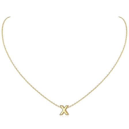 ChicSilver 14K Yellow Gold Plated Initial Necklaces for Women Alphabet X Pendant Gold Letter Necklace in Sterling Silver Birthday Jewelry Gifts