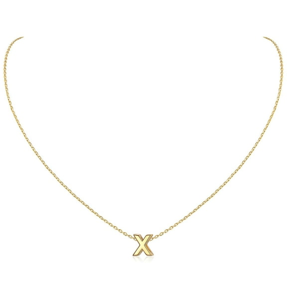 ChicSilver 14K Yellow Gold Plated Initial Necklaces for Women Alphabet X Pendant Gold Letter Necklace in Sterling Silver Birthday Jewelry Gifts